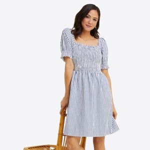 Draper James Cam Smocked Dress in Shirting Stripe